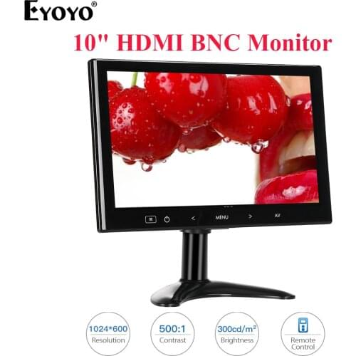 Eyoyo EM10M 10 Inch HDMI Monitor Mini TV Computer PC Display 1024X600 LCD Screen With VGA AV For Security Car Rear View Monitor