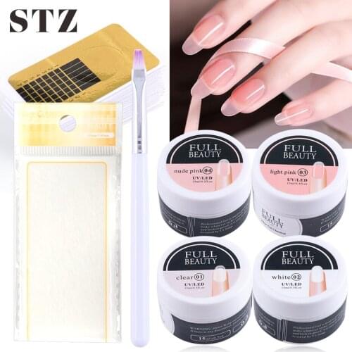 Nail Extension Gel Set Poly UV Builder Gel Manicure Kit Quick Building Silk Fiberglass Acrylic Nail Art Forms Brush Tools #1800