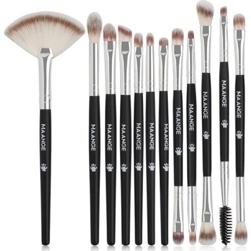 12Pcs Nylon Makeup Brushes Tool Set Cosmetic Powder Eye Shadow Foundation Blush Eyebrow Mixed Beauty Make Up Brush Tool Set