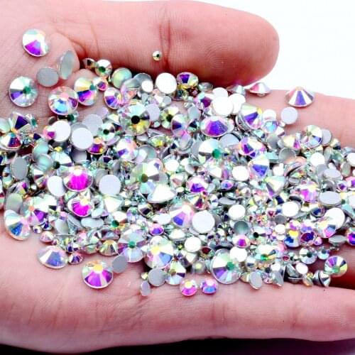 Non Hotfix Glass Rhinestones Crystal AB For 3D Nails Art Decorations Flatback Glue On Strass Crystals And Stones DIY Garments