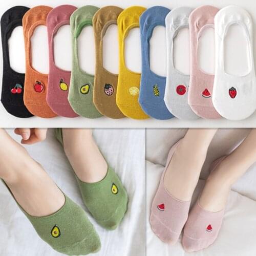 5 pairs of summer breathable womens socks cute strawberry watermelon avocado socks slippers non-slip invisible socks