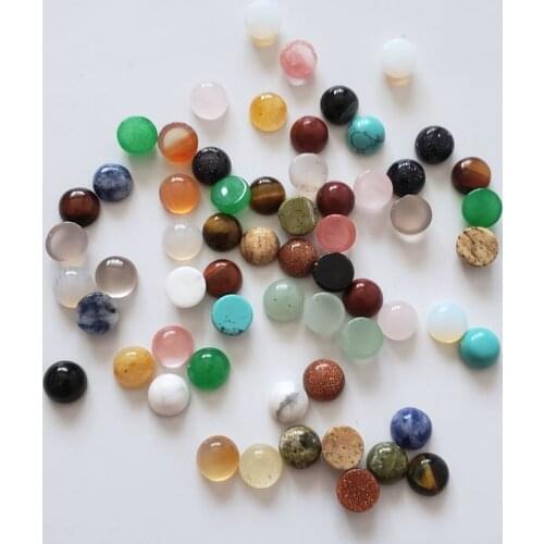 Wholesale 50pcs/lot 2020 fashion top quality natural stone mixed round CAB CABOCHON beads for DIY jewelry Accessories Ring 6mm
