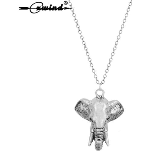 Cxwind Fashion New 3D Elephant Necklaces Jewelry Statement Maxi Retro Jungel Elephant Choker Necklace Chain Pendant Collar Women