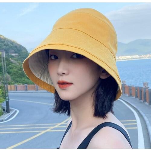New Wild Summer Small Brim Bucket Hat Women Reversible Fisherman Hats Panama Anti-sunburn Caps Ladies Outside Hip Hop Cap