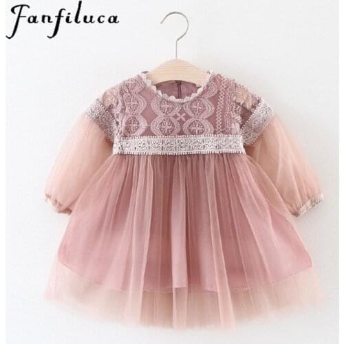 Fanfiluca Girls Dress Lace Mesh Girls Clothes Beauty Princess Dress Children Summer Clothes Party Baby Girls Dresses