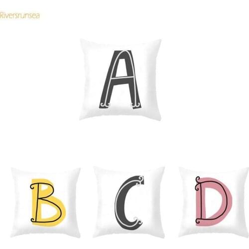 Customized 26 English Letter Cushion Cover Modern Minimalist Decor Color Alphabet Print Sofa Pillow Cases For Office Chair