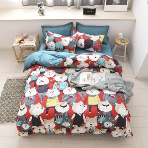 Modern Cartoon Bear Print Bedding Sets Comfortable Duvet Cover Set Bedroom Pillowcase Duvet Covers 3/4 Pcs Bed Set