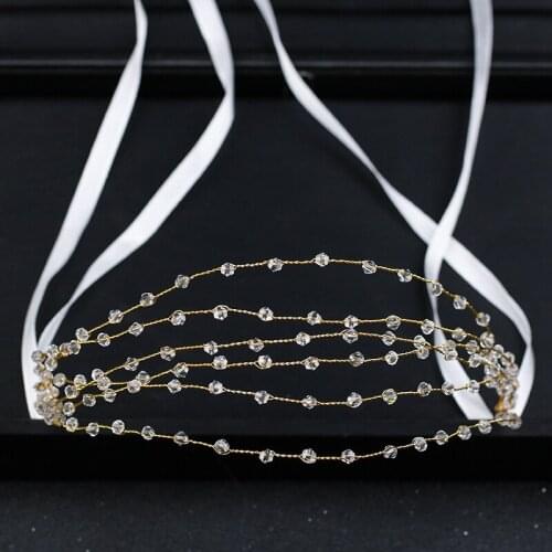 Gold Hair Jewelry Handmade Vintage Crystal Rhinestone Headbands Wedding Women Bride Hairbands Party Show Hair Accessories Gifts