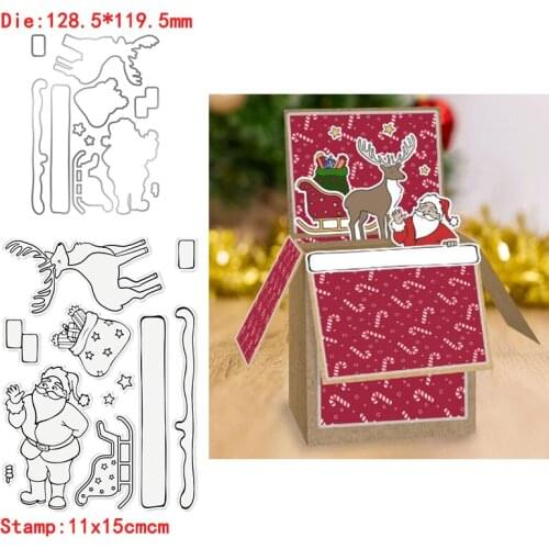 Santa Claus Sled Elk Gift Bag Stars Metal Cutting Dies&Transparent Clear Stamps For DIY Scrapbooking Album paper Cards New 2020