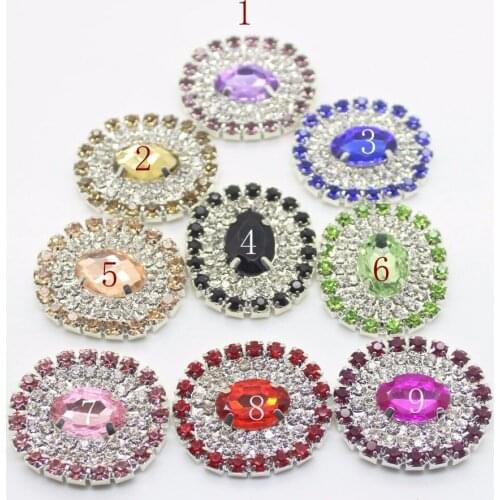 30mm Rhinestones Flatback Buttons Bridal Wedding Applique Diamond button Factory Outlet DIY Hair Accessory Decoration in China