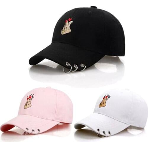 Embroidery Finger Love Adjustable Iron Ring Baseball Caps Dad Hats