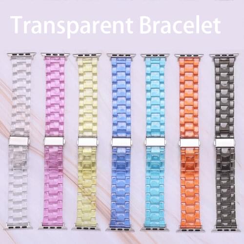 Strap for apple watch band 42mm 38mm Bracelet 44mm 40mm 42 mm transparent steel correa for iwatch serie 6 SE 5 4 3 2 Accessories
