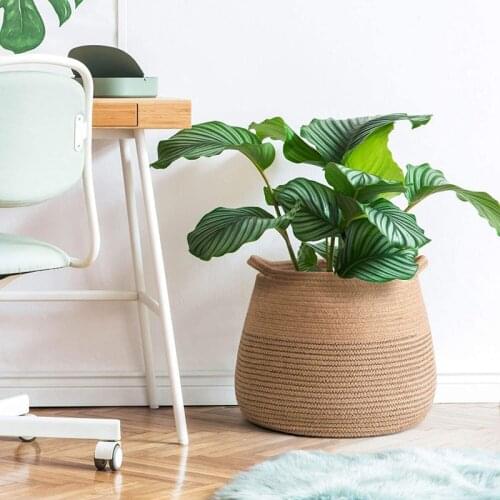 Hand-woven Storage Basket Cotton Rope Art Storage Bucket Simple Desktop Container Home Decoration