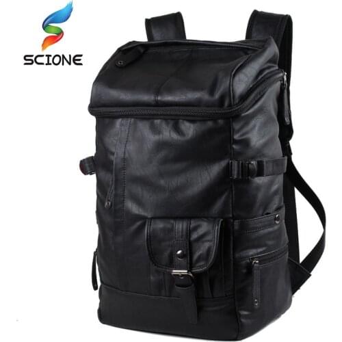 Backpack for Men Outdoor PU Bag Men Outdoor School Teenagers Multifunction Camping Hiking Travel Handbag Rucksack for Male