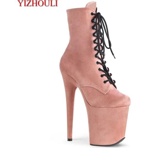 Sexy ankle boots, suede bags and models use 20cm high heels for parties, pole dancing, dance shoes