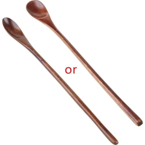Natural Wooden Spoon Coffee Tea Cooking Dining Utensil Retro Long Handle Cutlery