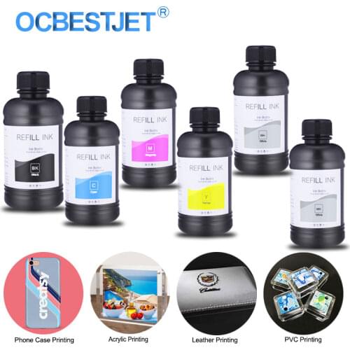 6x250ml LED UV Ink Bottle For Epson L800 L805 L1800 R290 1390 1400 1410 4800 7800 4880 DX5 DX7 UV Printer Ink (BK C M Y WH WH)