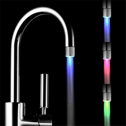 Bathroom Water Taps Faucet Temperature Sensor Colorful Changing RGB Glowing LED Faucet Nozzle Basin Taps torneira para cozinha