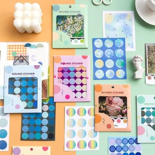 10 pcs Falling into the Galaxy series Decorative Sticker Scrapbooking diy Label Diary Stationery Album Journal Color round Stick