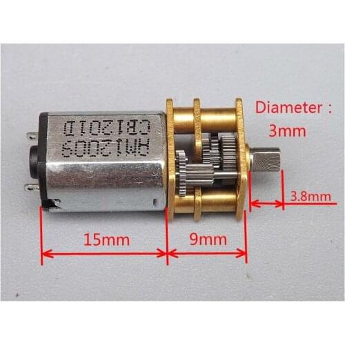 2pcs N20 DC 3-12V 10-3000RPM Gear Motor of Miniature Low-speed DC Motor Metal Gear Box Gearwheel Model 3.8mm Shaft Length