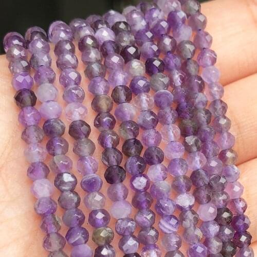 4x3mm Natural Faceted Purple Amethysts Crystal Stone Beads Small Round Rondelle Beads for Jewelry Making DIY Bracelet Earrings