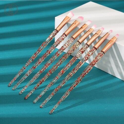 7 Pcs Makeup Brushes Set Spiral Pattern Crystal Handle Eye Shadow Highlight Brush Eyebrow Brush Beauty Tool Make Up Brush