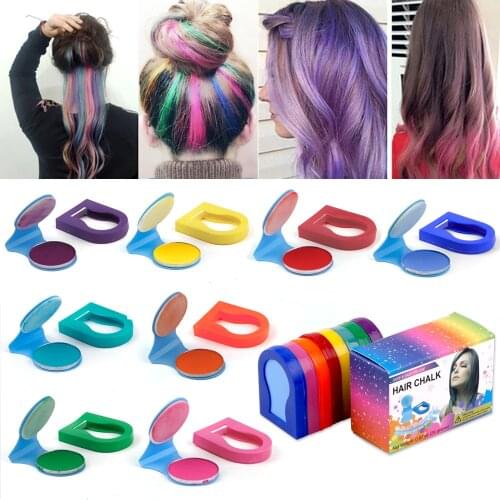 8 Colors/Box Hair Chalk Powder Color Portable DIY Temporary Hair Dye Color Pastel Paint Soft Salon Styling Wash-Out Women Tools