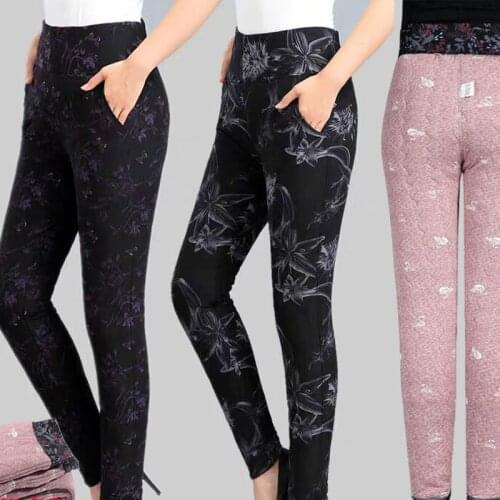 Autumn Winter New Women Elastic Waist Pencil Pants High Quality Thicken Warm Casual Plus Velvet Pants Vintage Trousers X639