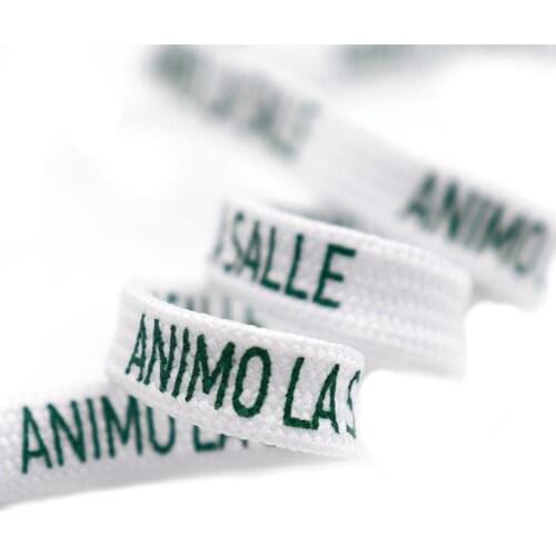 Coolstring 7MM “ANIMO LA SALLE” Word Written Silk Screen Lace Green Letter Printed Canvas Elegent Casual Cordones Light Weight