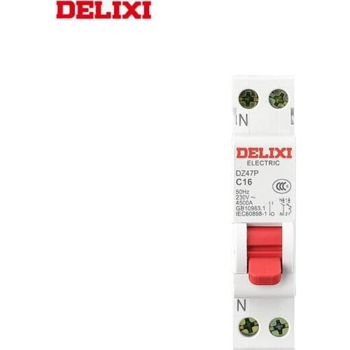 DELIXI Miniature circuit breaker MCB compact DPN DZ47P 4.5KA 1P+N type C 10A 16A 20A 25A 32A 40A