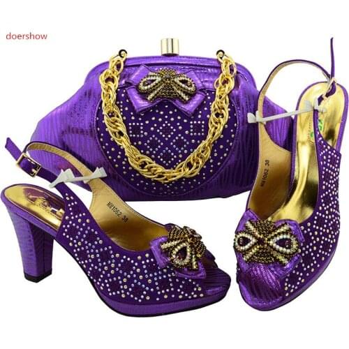 Doershow nice Looking African Women Matching Italian Shoe and Bag Set Italian Shoe with Matching Bag for Wedding Ladies SIU1-28