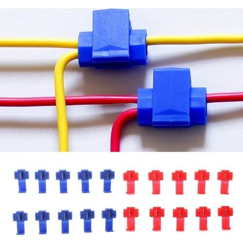 Electrical Cable Connectors Fast Quick Splice Lock Wire Terminals Crimp 2 Pin T Shape Scotch Lock Car Audio Kit Tool