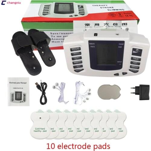 309 new Electrical Stimulator Full Body Relax Muscle Therapy Massager,Pulse tens Acupuncture with therapy slipper+ 10PCS pads