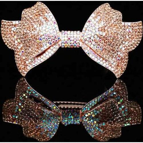 Crystal Hair Clip Rhinestone Bow Shiny Hair Accessories Colorful Hairpin Headwear for Girls Hair Clips for Women Styling Tool