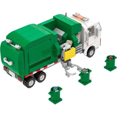 Toys MOC High-TechRubbish Truck Sanitation Car Building Blocks Modular Transportation Vehicles Block Model for Children Gift