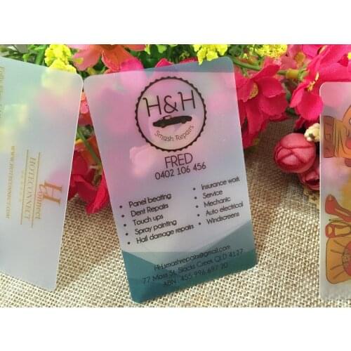 Custom business cards printing transparent PVC plastic visit name card ,Full Color Frosted Rounded Corners
