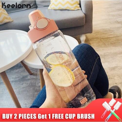 Keelorn 1000ml Sport Water Bottle with Straw Spring Cover Tea Infuser and Handle for Outdoor Exercise Camping Bottle