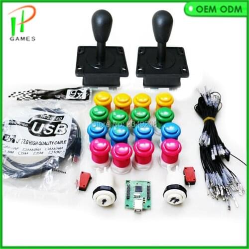 2 Player DIY Arcade Bundles kit PC PS3 USB To Jamma Arcade Control Board With 2pcs Happy style Joystick+ 16 pcs Pushbutton+1P 2P