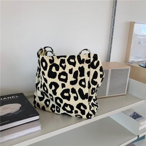 Leopard canvas handbag women designer tote bag handtassen dames shoulder bag bolso playa grande bolsa de lona feminina woman bag