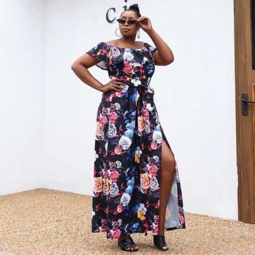Summer African Clothes Plus Size Printing Dress Casual Loose European Clothing Beach Vacation Costume Party Mini Dresses YS2060