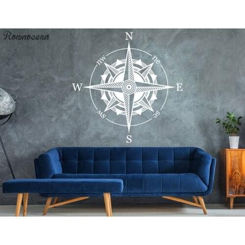 Mandala Compass Wall Decal Nautical Decor Compass Wall Art Travel Vinyl Sticker For Living Room Self-adhesive Wallpaper Z255