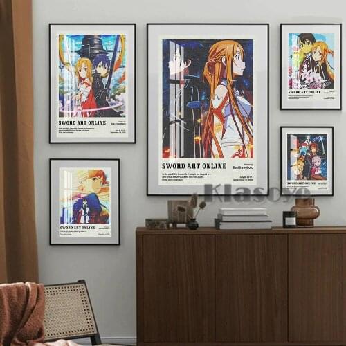 Sword Art Online Classic Anime Cartoon Role Poster Art Prints Canvas Painting Living Room Kids Room Wall Picture Fans Collection