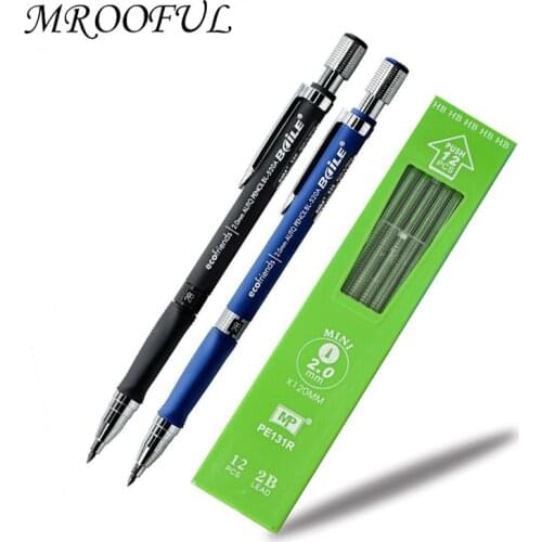 2.0mm Mechanical Pencil & Pencil Lead Set Automatic Pencil Drawing Design Painting Mechanical Pencil School Office Stationery