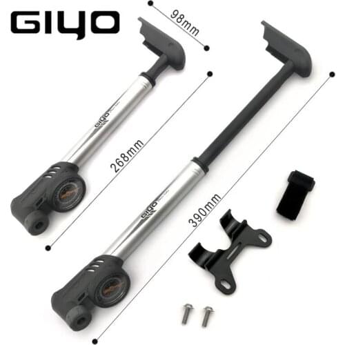 Giyo Mini Air Pump Bicycle Hand Pump with Gauge Schrader Presta Smart Head Tire Valve Inflator 120psi T-handle Road MTB Bomba