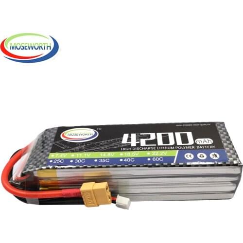 MOSEWORTH Batteries 4S 14.8V 4200mAh 40C RC Toys LiPo Battery For RC Airplane QAV 500 540 Drone Quadcopter Car LiPo 4S Batteries
