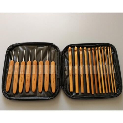 20Pcs Bamboo Crochet Hooks Knitting Weave Needles Set with Case