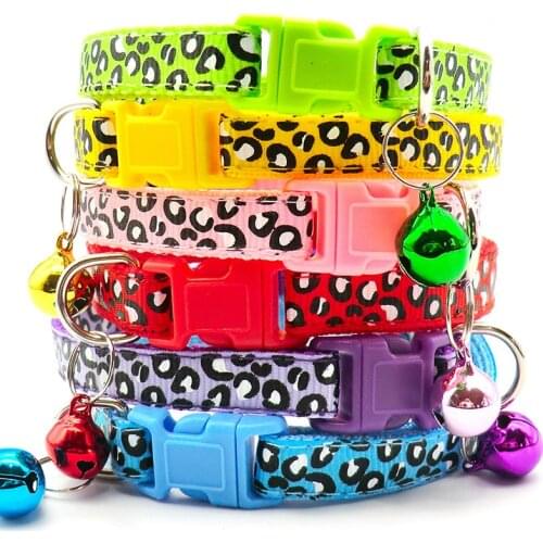 New Leopard Printed Cat Dog Collar Adjustable Pet Collars with Bell Safe Buckles Small Dog Puppy Collars Necklace Pet Supplies