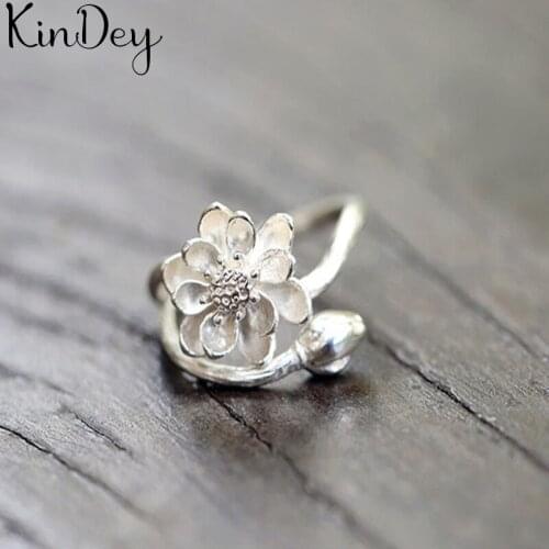Charming Original Design Bohemian Lotus Flower Rings For Women Fashion Open Finger Rings Female Boho Jewelry 2021