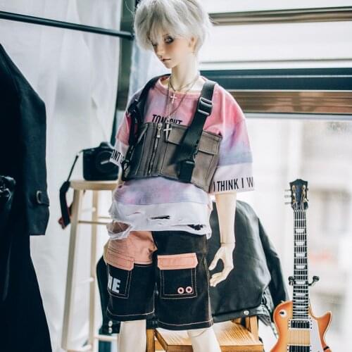 BJD Doll Clothes Tie-Dye Ripped T-shirt Denim Shorts Vest 3PCS Suitable for 1/3 Uncle ID72 SOOM Accept Custom Doll Accessories