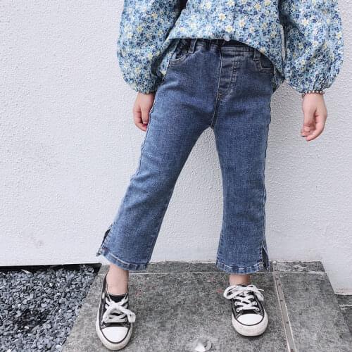2-8T Fashion Jeans For Girl Toddler Kid Baby Spring Clothes High Waist Stretch Denim Flared Pant Elegant Cute Sweet Trousers